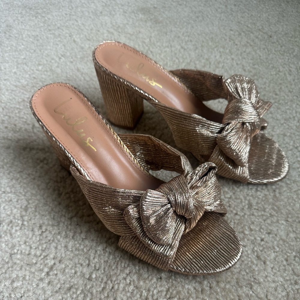 Lulus Gold Knotted Heels, Women’s Size 8.5